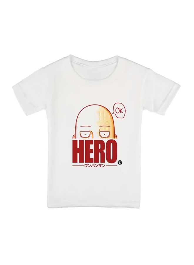 بي بي تيشيرت مزين بطبعة مستوحاة من المسلسل الكرتوني One Punch Man أبيض/أحمر - Image 1