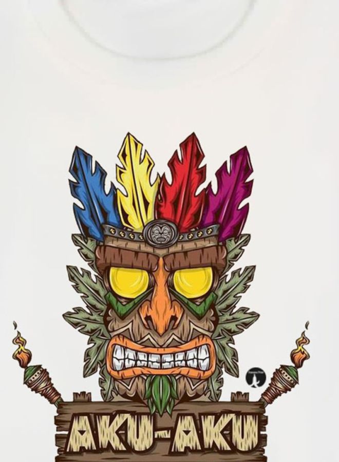 بي بي تيشيرت مزين بطبعة شخصية لعبة الفيديو كراش أبيض - Image 3