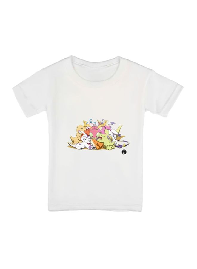 بي بي تيشيرت مزين بطبعة مستوحاة من المسلسل الكرتوني Digimon أبيض - Image 1