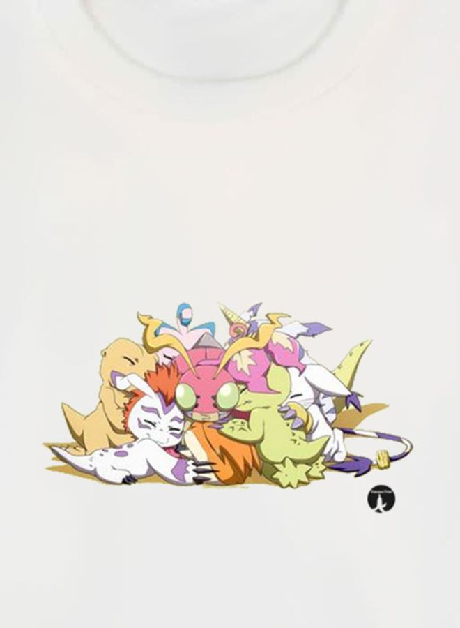 بي بي تيشيرت مزين بطبعة مستوحاة من المسلسل الكرتوني Digimon أبيض - Image 3