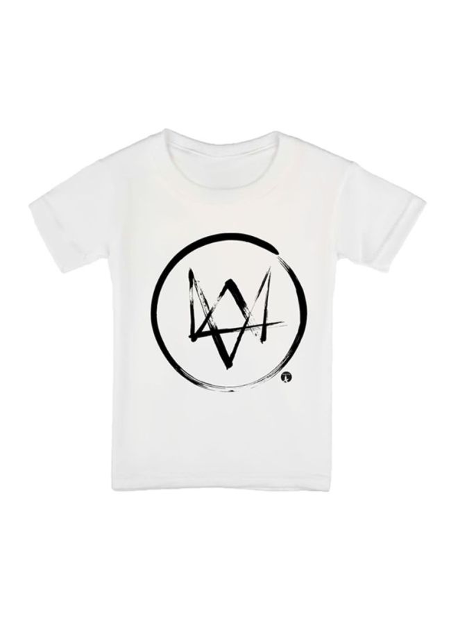 بي بي تيشيرت مزين بطبعة مستوحاة من لعبة الفيديو Watch Dogs أبيض/ أسود - Image 1