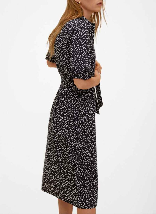 MANGO - Allover Printed Shirt Dress Navy/White - Image 1