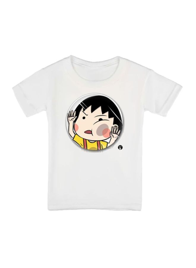 بي بي تيشيرت مزين بطبعة شخصية المسلسل الكرتوني Chibi Maruko-Chan أبيض - Image 1