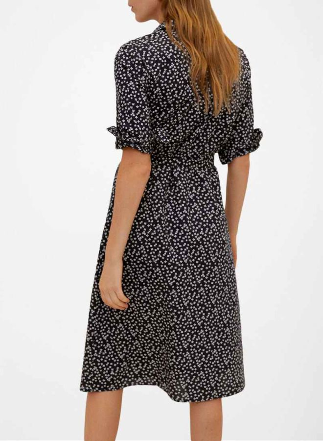 MANGO - Allover Printed Shirt Dress Navy/White - Image 1