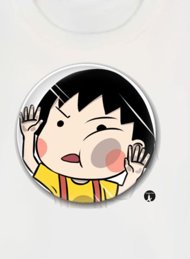 بي بي تيشيرت مزين بطبعة شخصية المسلسل الكرتوني Chibi Maruko-Chan أبيض - Image 3