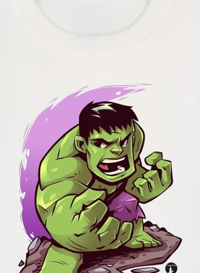 BP Marvel Hulk Printed T-Shirt White  - Image 3