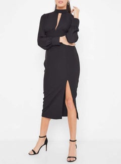 ARIA Keyhole Neck Dress Black  - Image 1
