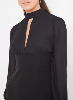 ARIA Keyhole Neck Dress Black  - Image 4