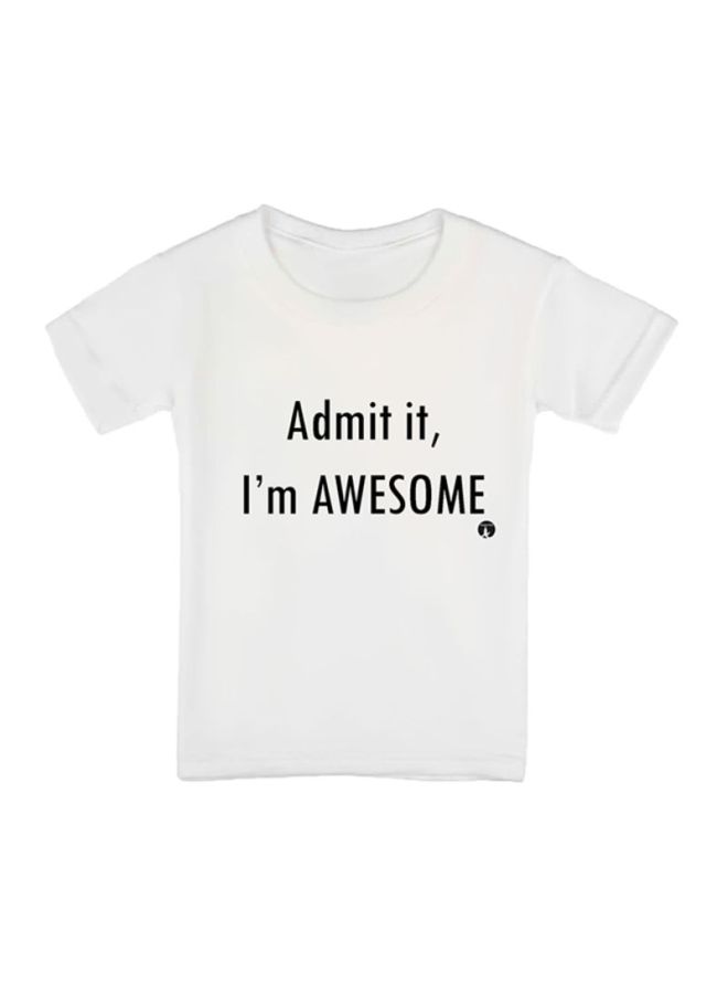 بي بي تيشيرت مزين بطبعة لعبارة "Admit It, I'm Awesome" أبيض - Image 1
