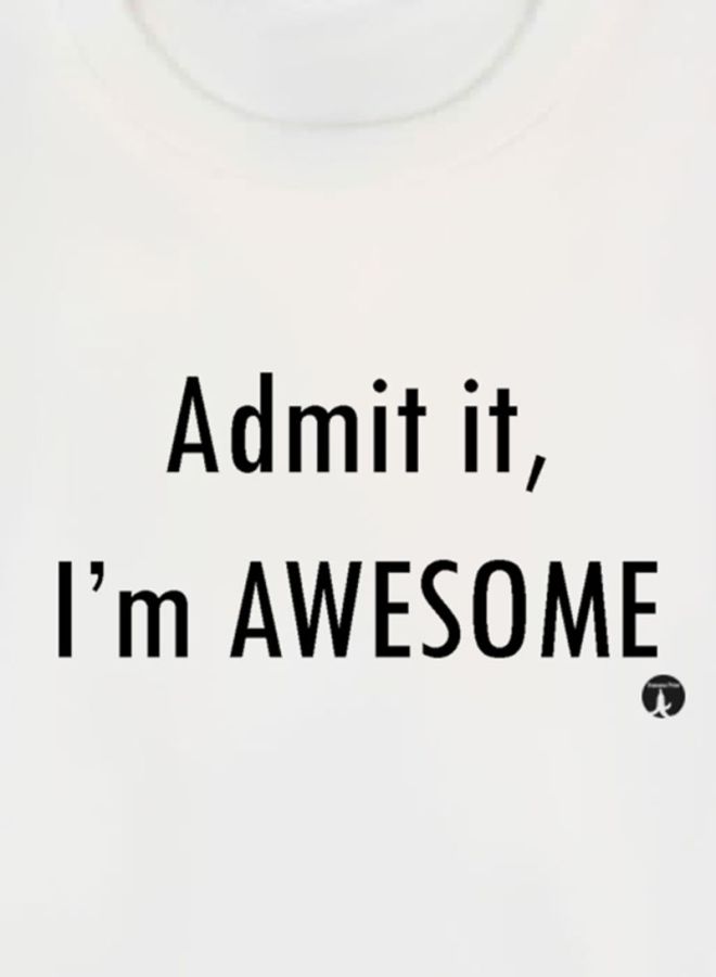 بي بي تيشيرت مزين بطبعة لعبارة "Admit It, I'm Awesome" أبيض - Image 3