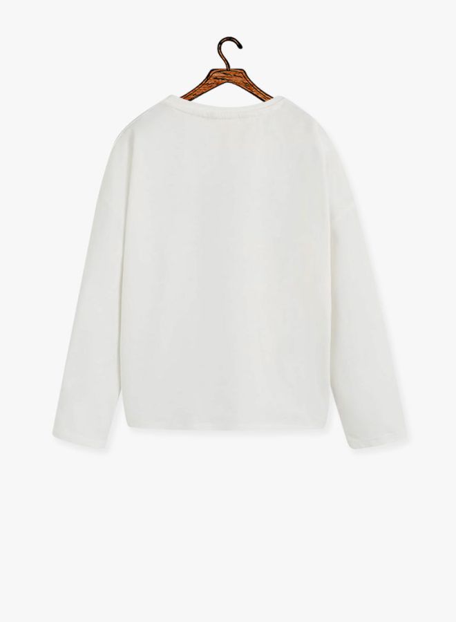 MANGO - Knot Long Sleeves T-Shirt White - Image 1