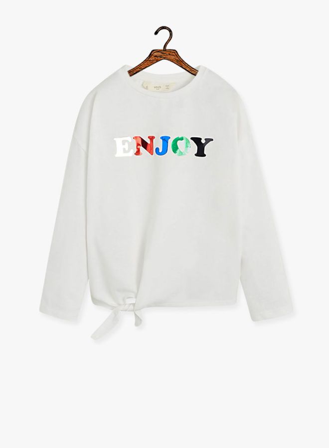 MANGO - Knot Long Sleeves T-Shirt White - Image 1