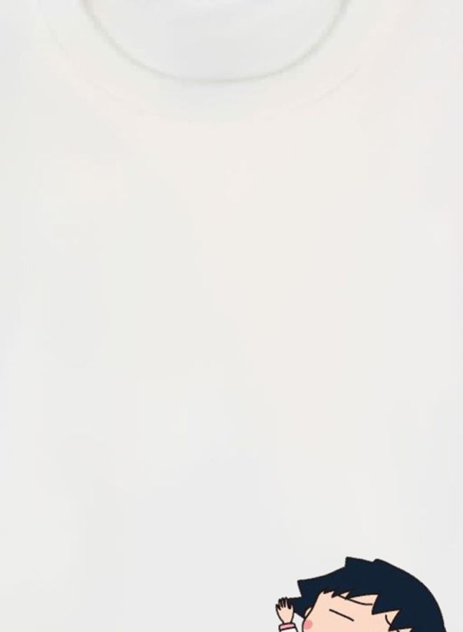 بي بي تيشيرت مزين بطبعة مستوحاة من المسلسل الكرتوني Chibi Maruko Chan أبيض - Image 3