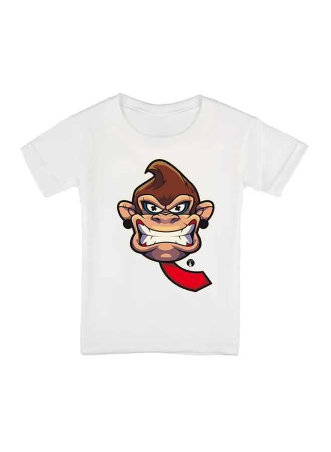 بي بي تيشيرت مزين بطبعة مستوحاة من لعبة Donkey Kong أبيض - Image 1