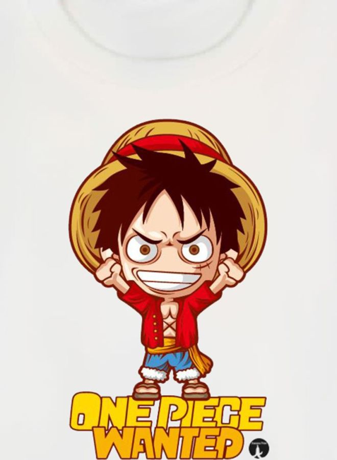 BP - Anime One Piece Printed T-Shirt White - Image 1