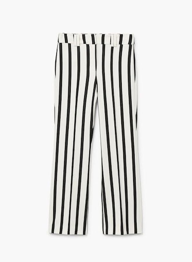 MANGO Straight Striped Trousers White/Black - Image 5