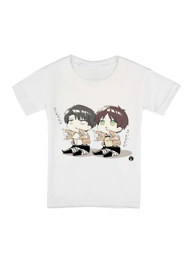 بي بي تيشيرت مزين بطبعة مستوحاة من المسلسل الكرتوني Attack On Titan أبيض - Image 1