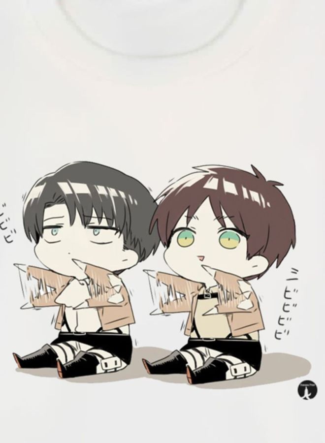 بي بي تيشيرت مزين بطبعة مستوحاة من المسلسل الكرتوني Attack On Titan أبيض - Image 3