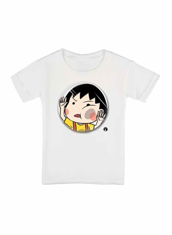 بي بي تيشيرت مزين بطبعة شخصية المسلسل الكرتوني Chibi Maruko-Chan أبيض - Image 1