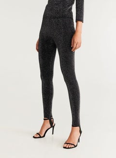 Metal Thread Leggings Black