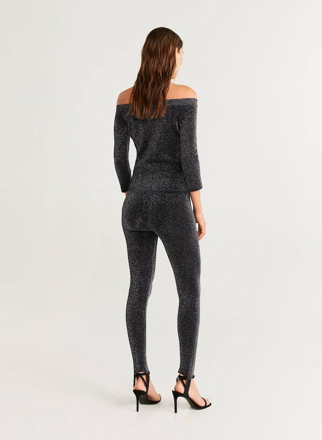 MANGO - Metal Thread Leggings Black - Image 1