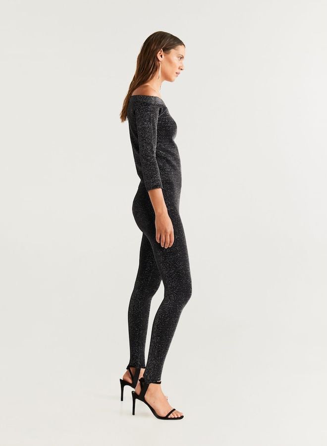 MANGO - Metal Thread Leggings Black - Image 1