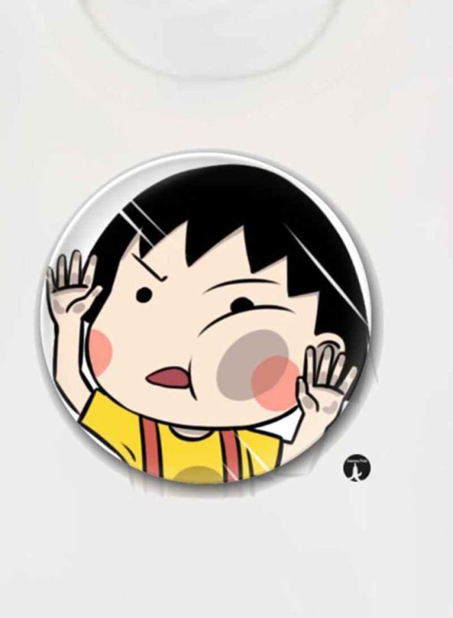 بي بي تيشيرت مزين بطبعة شخصية المسلسل الكرتوني Chibi Maruko-Chan أبيض - Image 3