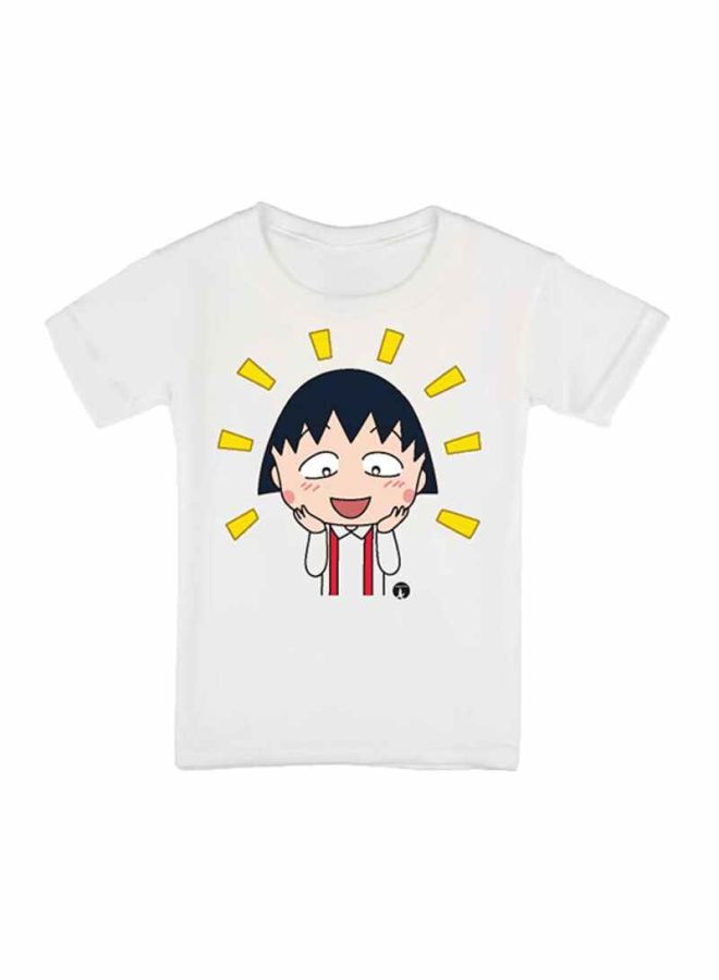 BP Anime Chibi Maruko-Chan Printed T-Shirt White/Black/Yellow - Image 1