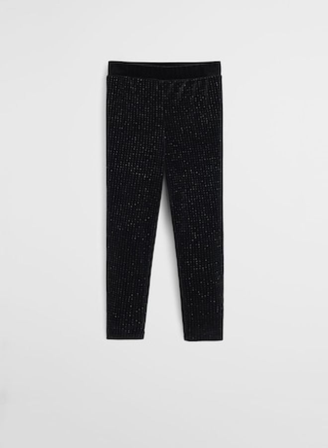 MANGO - Glitter Polka-dots Velvet Leggings Black - Image 1