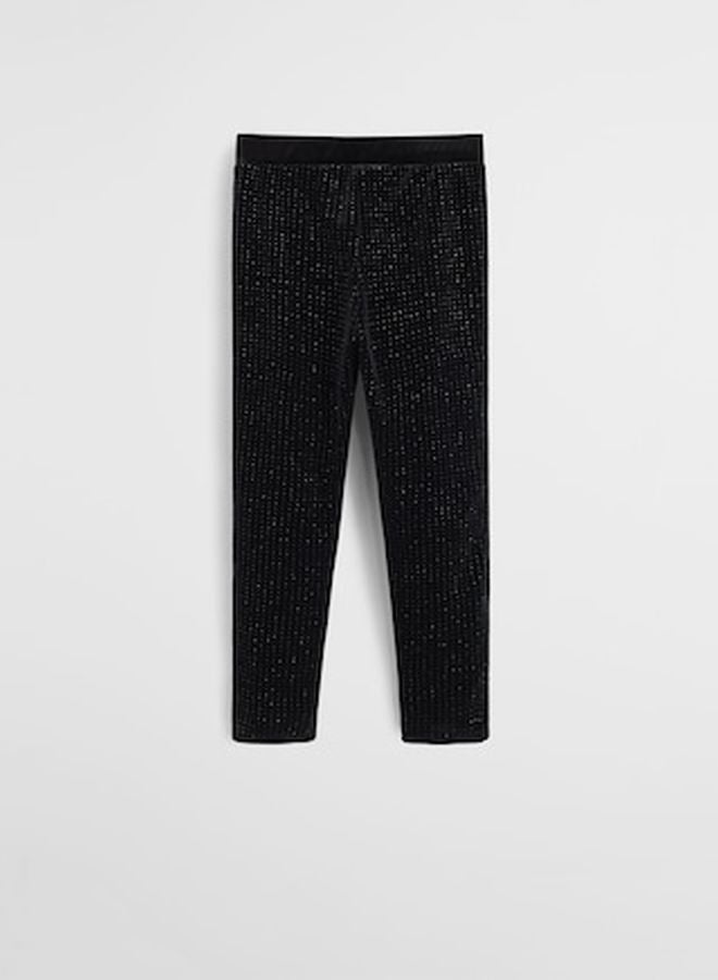 MANGO - Glitter Polka-dots Velvet Leggings Black - Image 1
