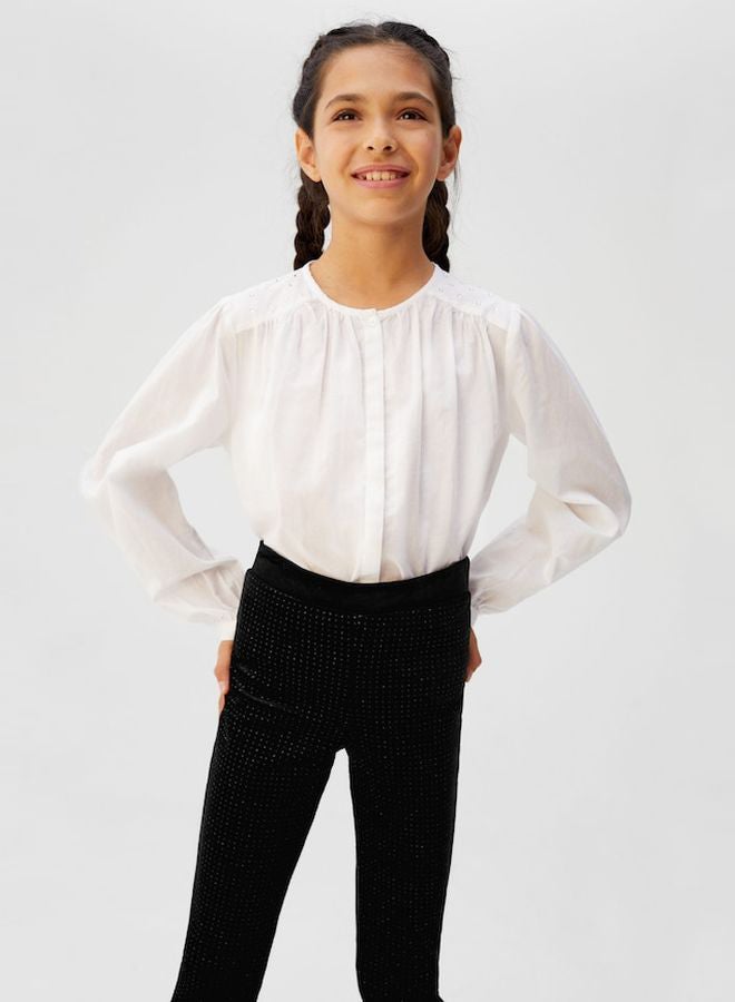 MANGO - Glitter Polka-dots Velvet Leggings Black - Image 1