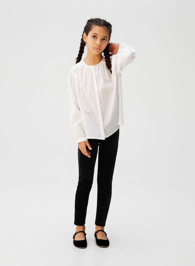 MANGO - Glitter Polka-dots Velvet Leggings Black - Image 1