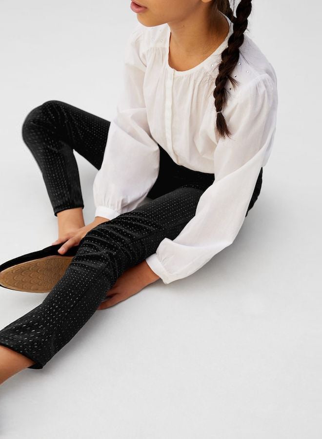 MANGO - Glitter Polka-dots Velvet Leggings Black - Image 1