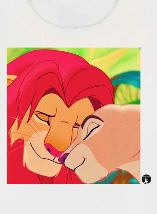 بي بي تيشيرت مزين بطبعة مستوحاة من فيلم ديزني Lion King أبيض/بيج/أحمر - Image 3