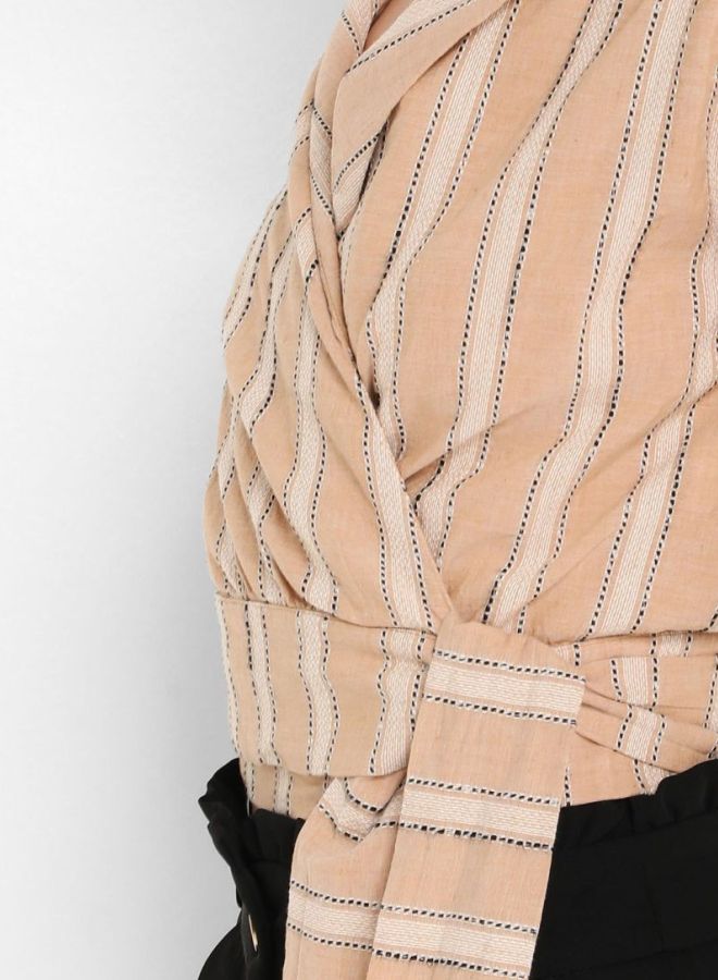 High Streets Striped Cropped Jacket Beige  - Image 4