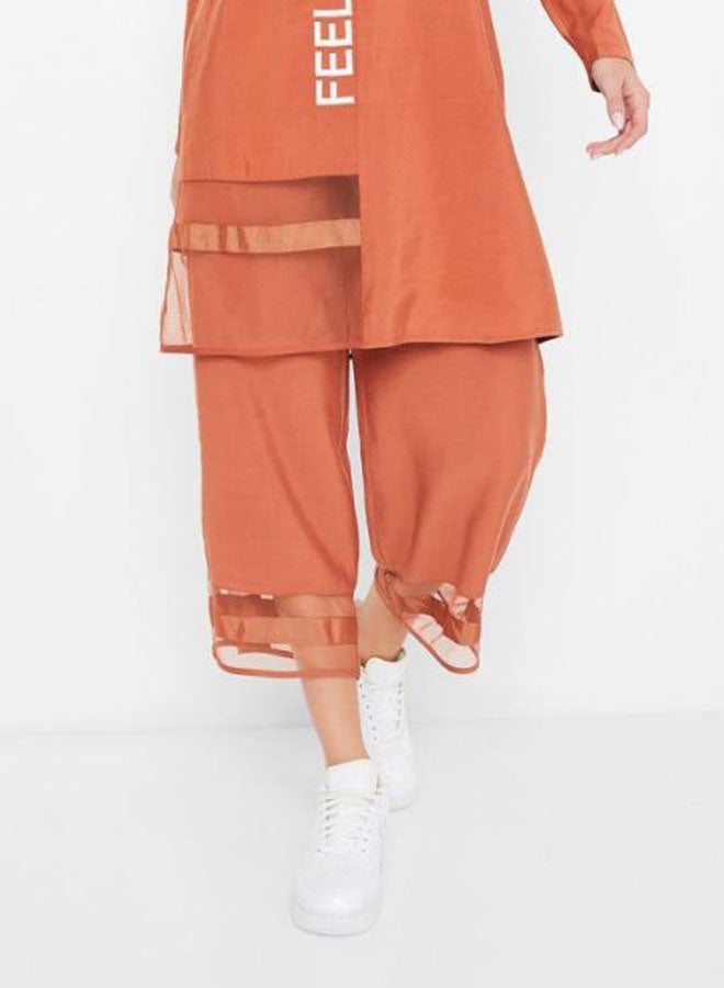 High Streets Polyester Wide Leg Pants Rust  - Image 1
