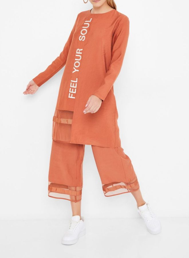 High Streets Polyester Wide Leg Pants Rust  - Image 3