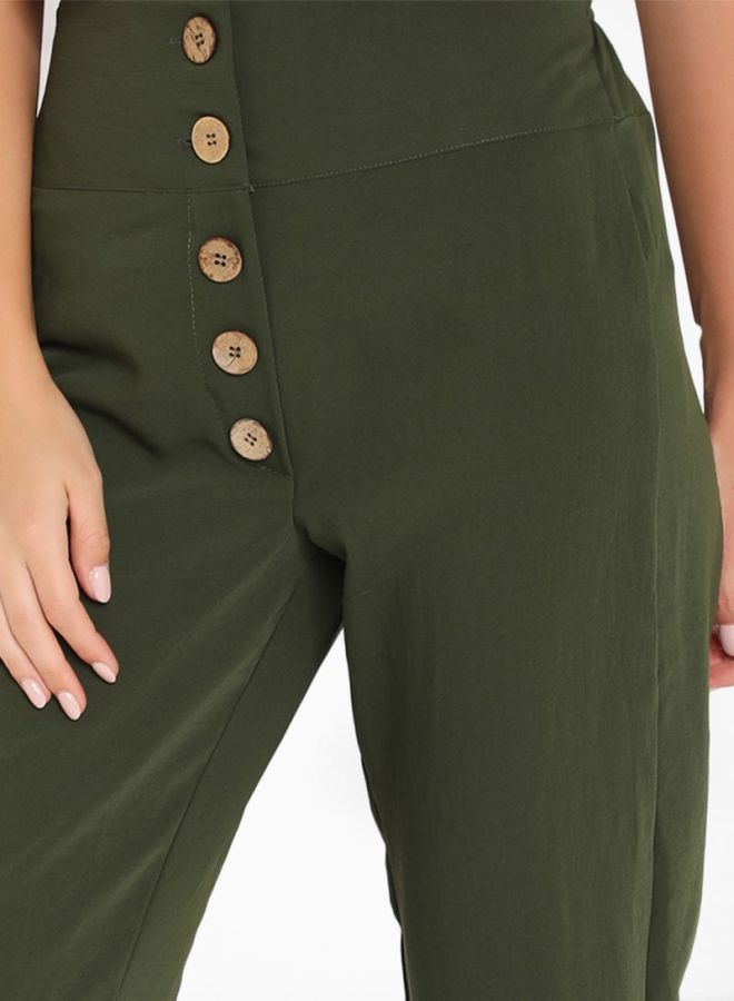 High Streets Polyester Cropped Pants Khaki  - Image 4