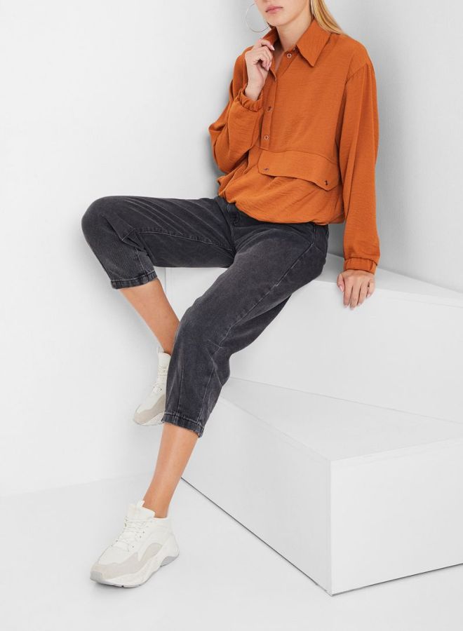 High Streets - Pocket Detailed Top Brown - Image 1