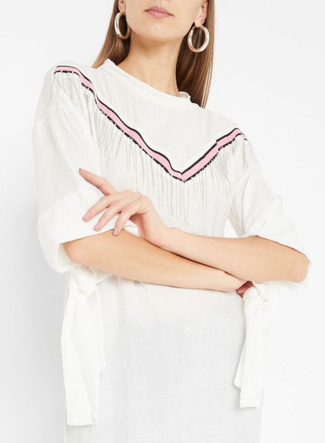 High Streets Tassel Detailed Tunic White - Image 4