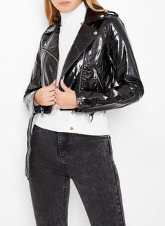 High Streets Belted Biker Jacket Black  - Image 1