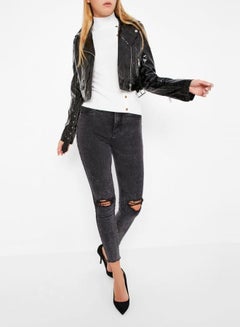 High Streets Belted Biker Jacket Black  - Image 3