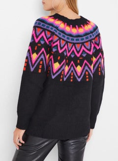 High Streets Crew Neck Sweater Black/Pink/Yellow  - Image 2