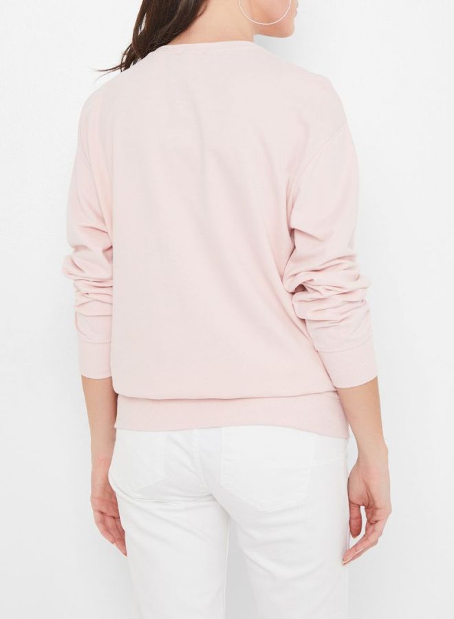 High Streets Rhinestone Studded Sweatshirt Pink  - Image 2