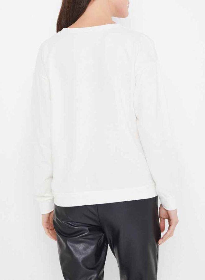 High Streets - Shoes Printed Embellished Sweatshirt White - Image 1