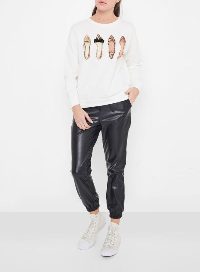High Streets - Shoes Printed Embellished Sweatshirt White - Image 1