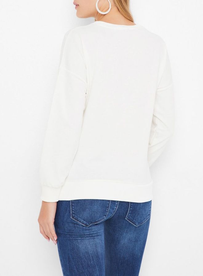 High Streets Embellished Image Print Sweatshirt White  - Image 2