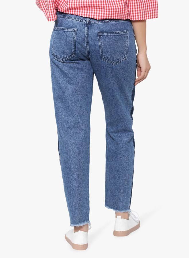 High Streets - Zip Detail Side Panel Jeans Blue - Image 1