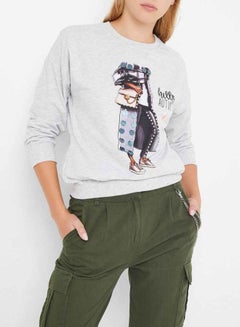 High Streets Sequin Detailed Sweatshirt Grey  - Image 1