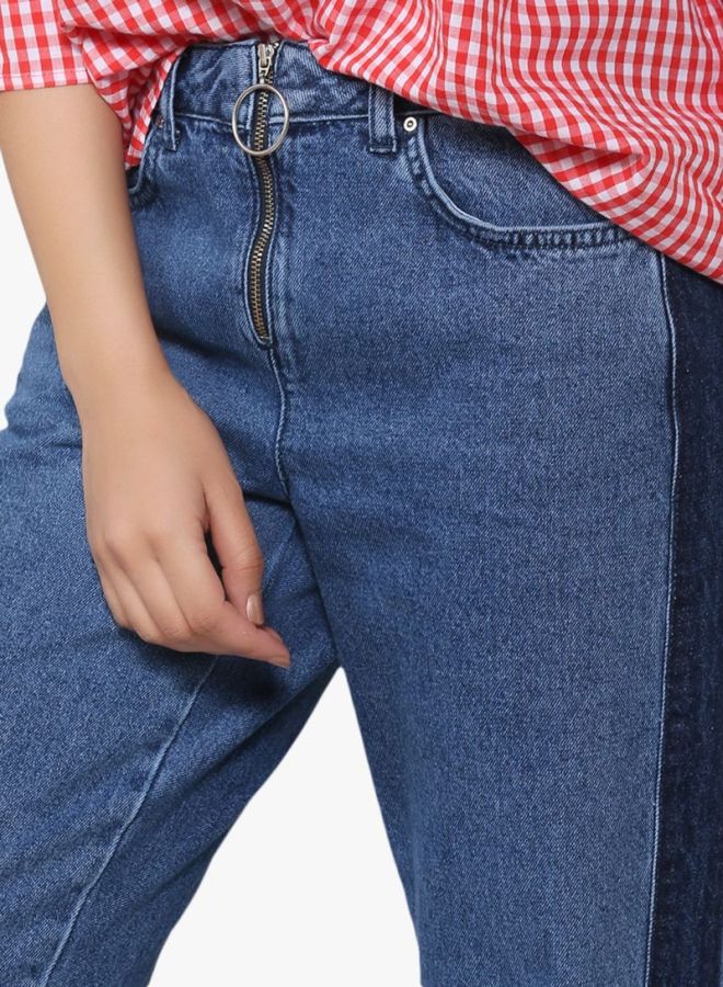 High Streets - Zip Detail Side Panel Jeans Blue - Image 1
